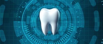 Digitale Darstellung eines Zahns als Symbol für die computergestützte Implantatplanung